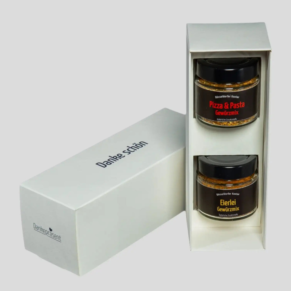 Perfektes Pasta-Gewürzmix und ein Rührei-Gewürzmix des Düsseldorfer Kontors mit Dankepräsent