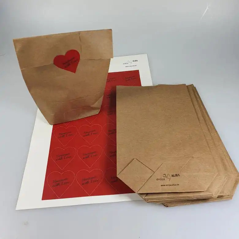 12er Set Papiertüten mit Aufkleber Homemade - klein - Düsseldorfer Kontor ❤️