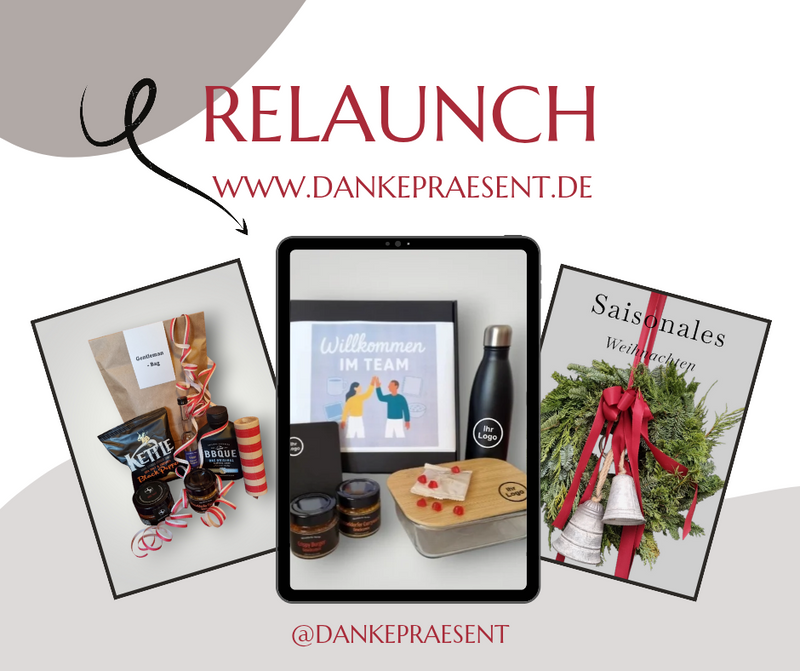 Neue Homepage der Seite Dankepräsent, edle Geschenke mit Logo