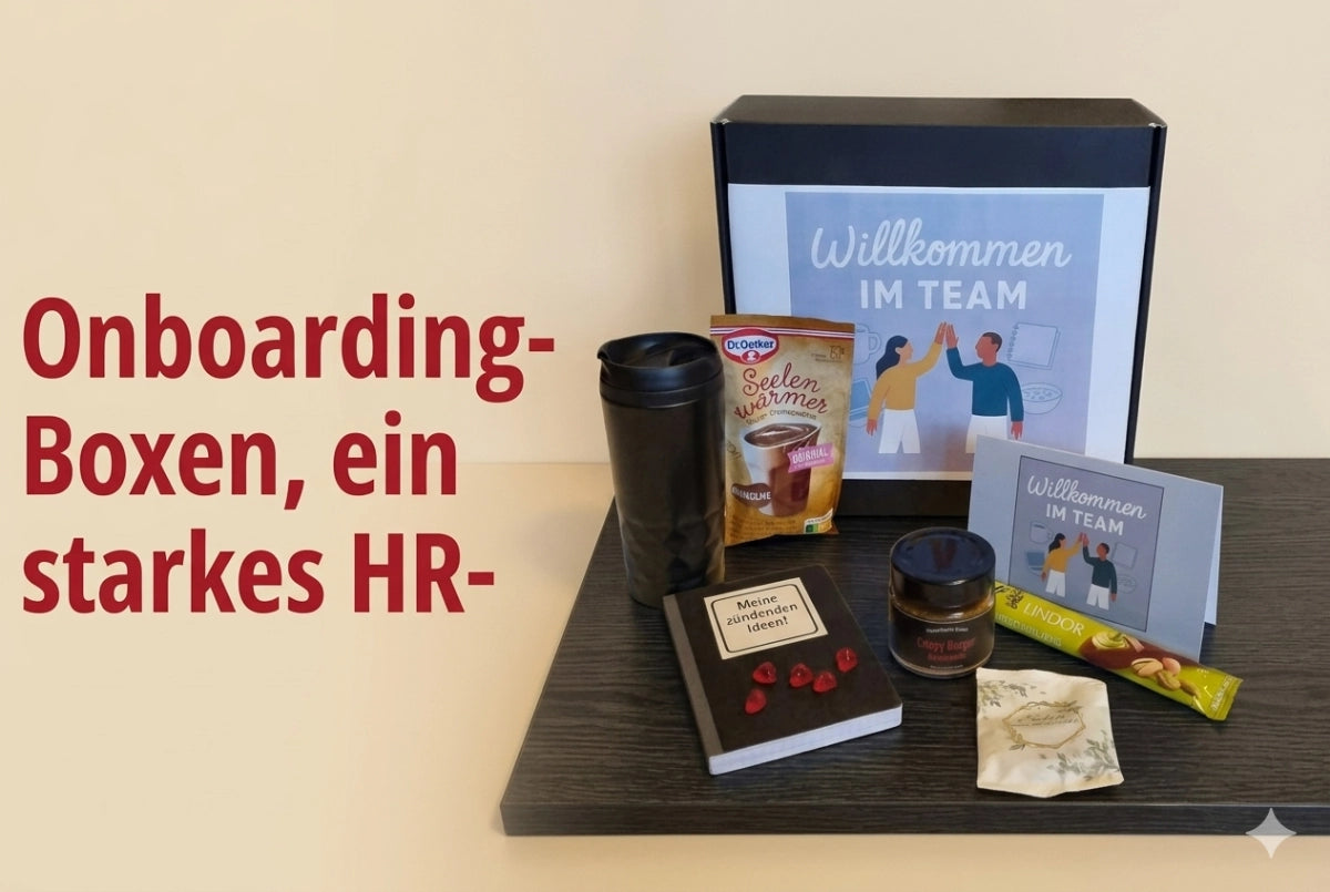 Onboarding-Box als starkes HR-Tool — individuelle Willkommensbox mit Alutrinkflasche, Gewürzen und Bentobox für neue Mitarbeitende, Düsseldorf bundesweit