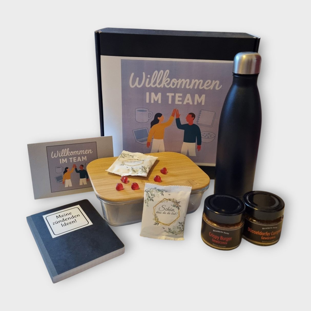 Onboarding-Box „Guter Start“ von Dankepräsent Düsseldorf. Hochwertiges Set für den Berufseinstieg & wertschätzendes Onboarding. Ideales HR-Tool für Mitarbeiterbindung & Employer Branding, bundesweit als skalierbares Dankepräsent verfügbar.