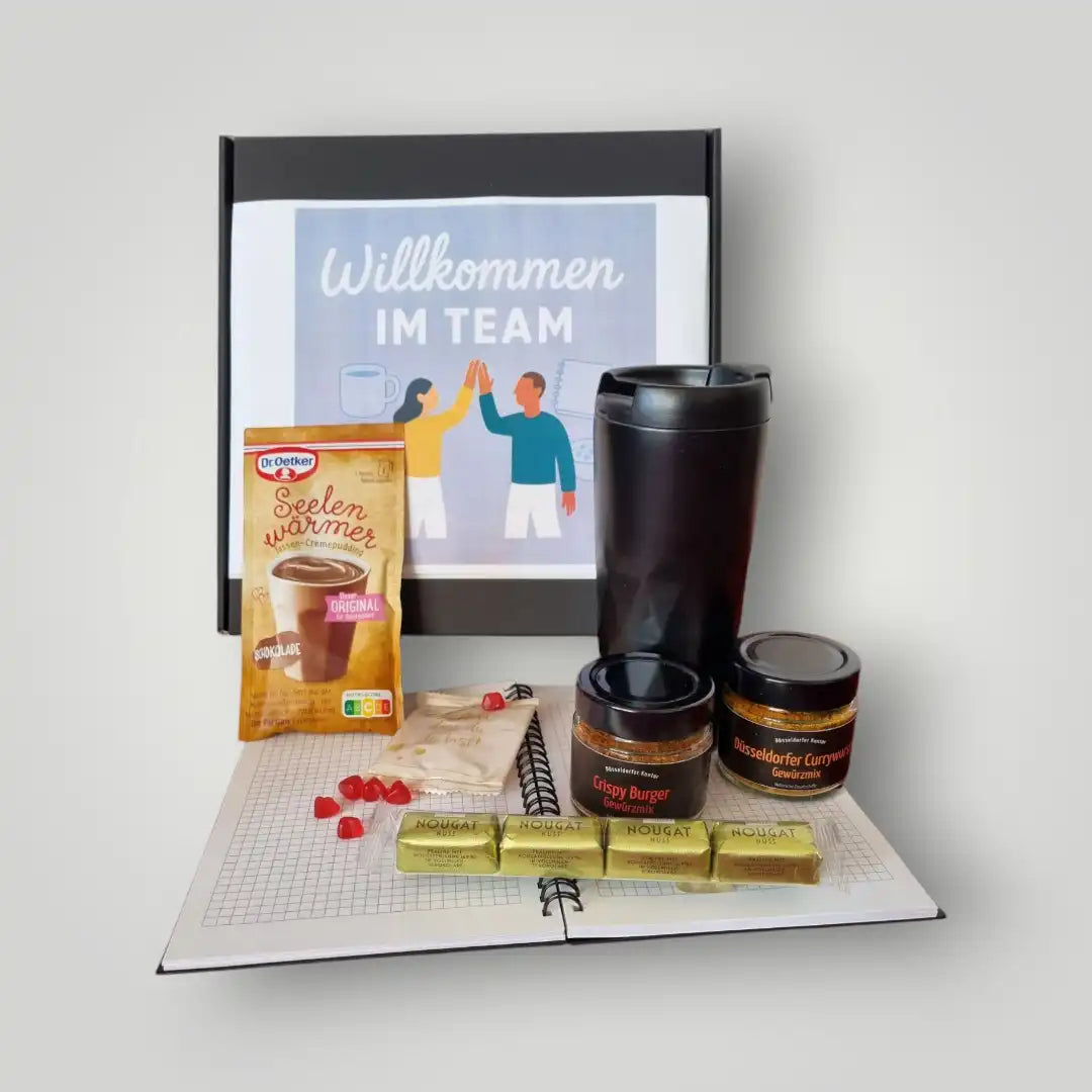 Onboarding-Box Winterzeit mit Schokolade und Marzipan für den wertschätzenden Berufseinstieg als bestes HR-Tool für Unternehmen