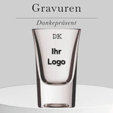 Hochwertiges Shotglas mit individuellem Logo-Druck oder Gravur vom Düsseldorfer Kontor – Stilvolles Accessoire für Firmenpräsente in Düsseldorf.