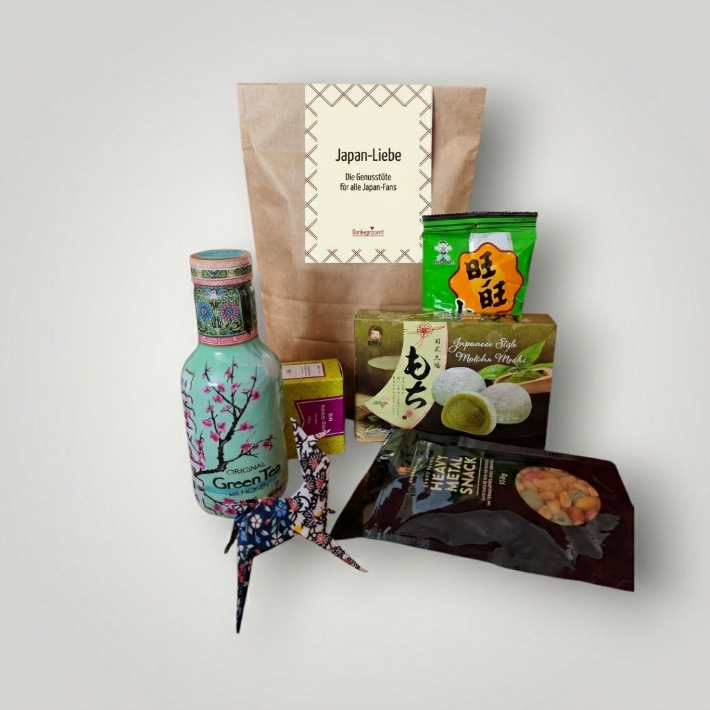 Wundertüte Japanliebe von Dankepräsent mit grünem Tee, Asia-Snack, Eistee