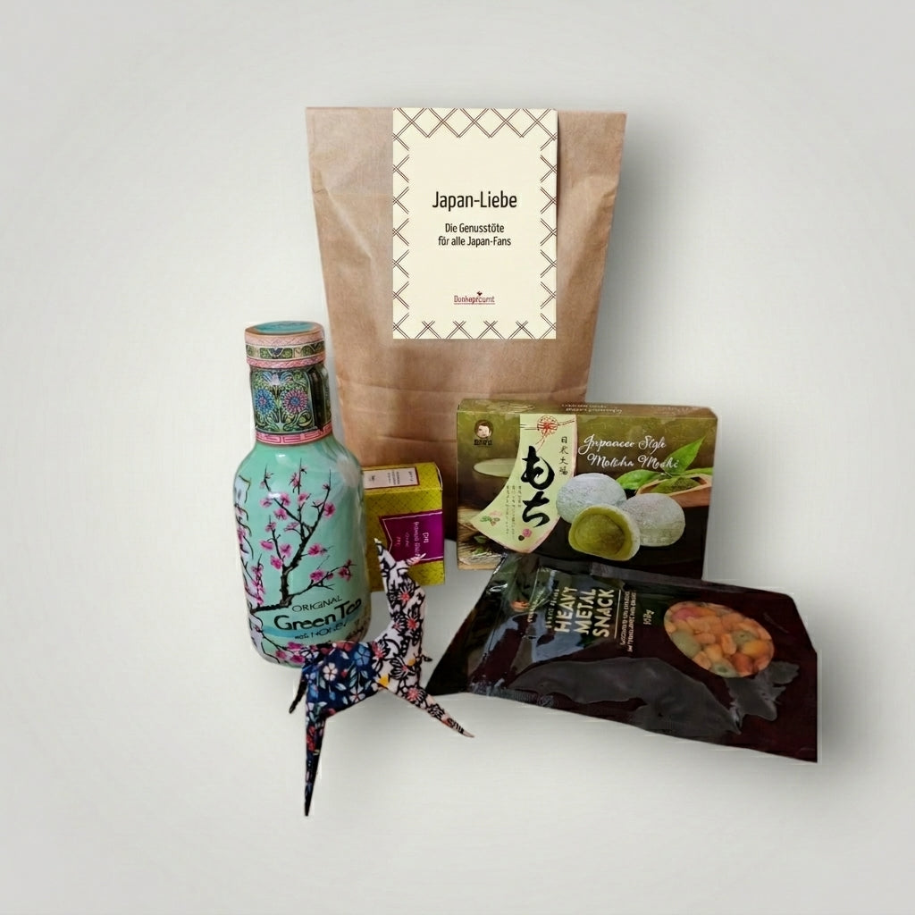 B2B-Wundertüte Japanliebe von Dankepräsent mit grünem Tee, Asia-Snack, Eistee, Mochi, bundesweiter Versand