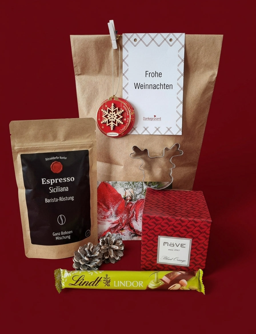 Wundertüte von Dankepräsent für Weihnachten mit Möve-Kerze und Espresso vom Düsseldorfer Kontor